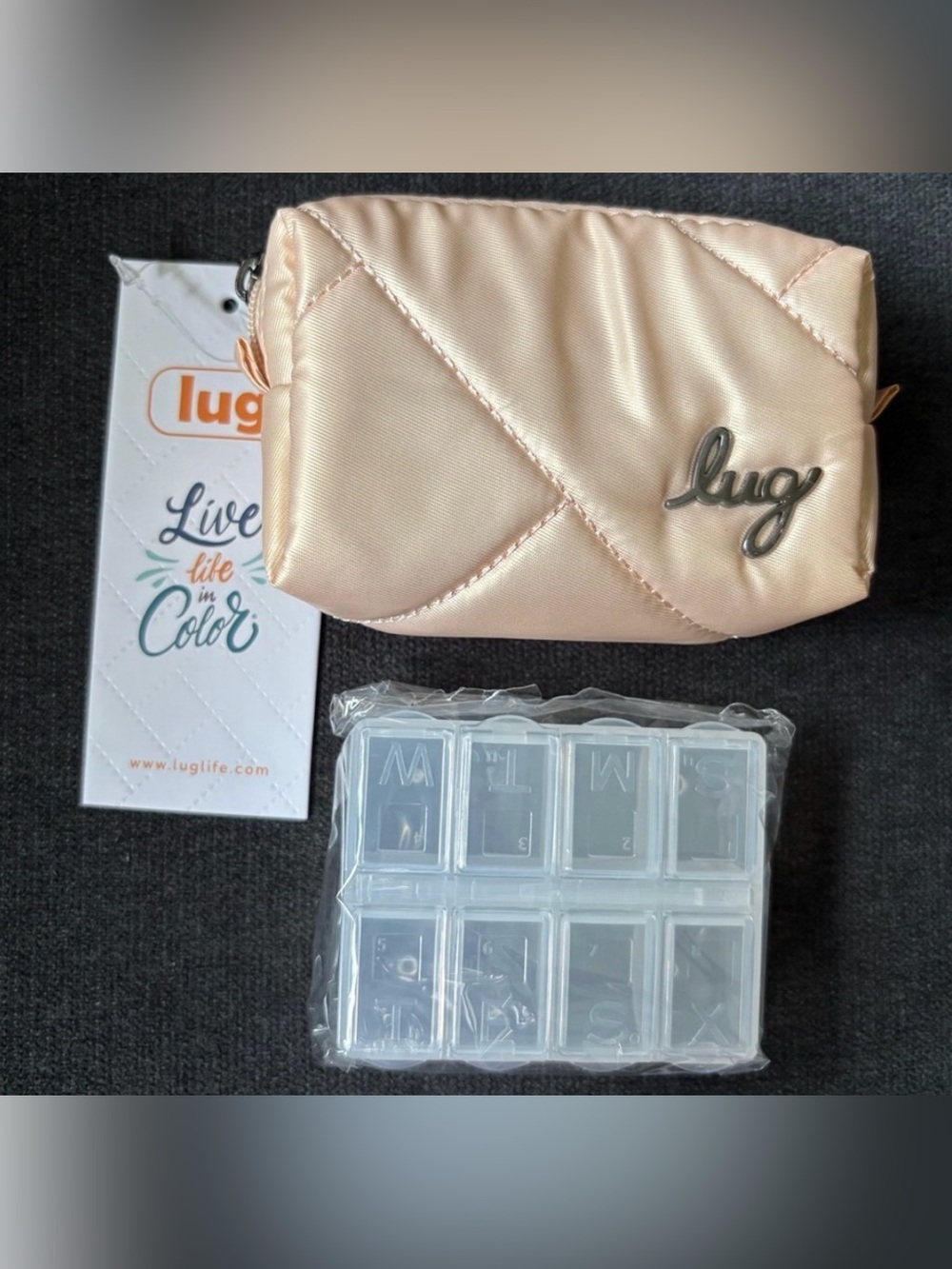 Lug Choo Choo Mini Pill Box Metallic Rose Gold NWT Rare - Picture 2 of 3